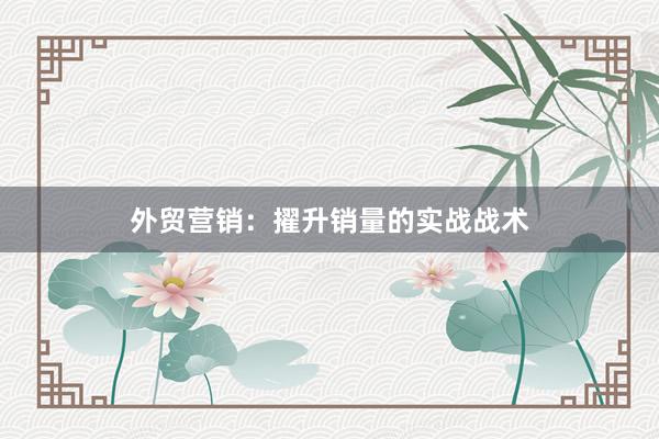 外贸营销：擢升销量的实战战术
